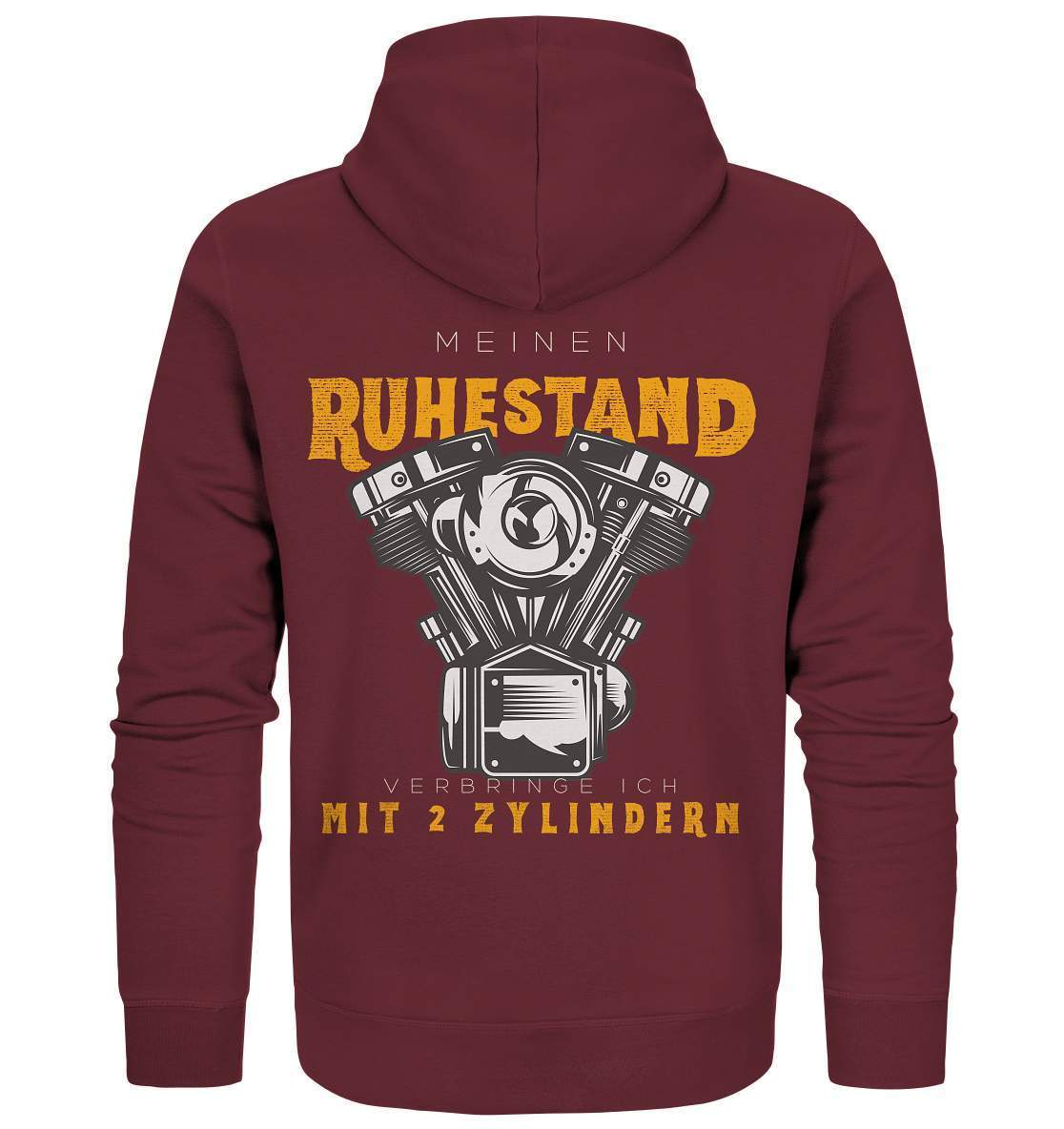 Biker Outfit für ältere Motorradfahrer - Meinen Ruhestand verbringe ich mit 2 Zylindern Rücken Motiv - Organic Zipper-ausfahrt,bike,biker,biker outfit,biker shirt,cafe racer,chopper,dirt bike,fun,funny,lustig,moped,motocross,Motorrad,motorrad tour,motorsport,simson,v2,zweirad