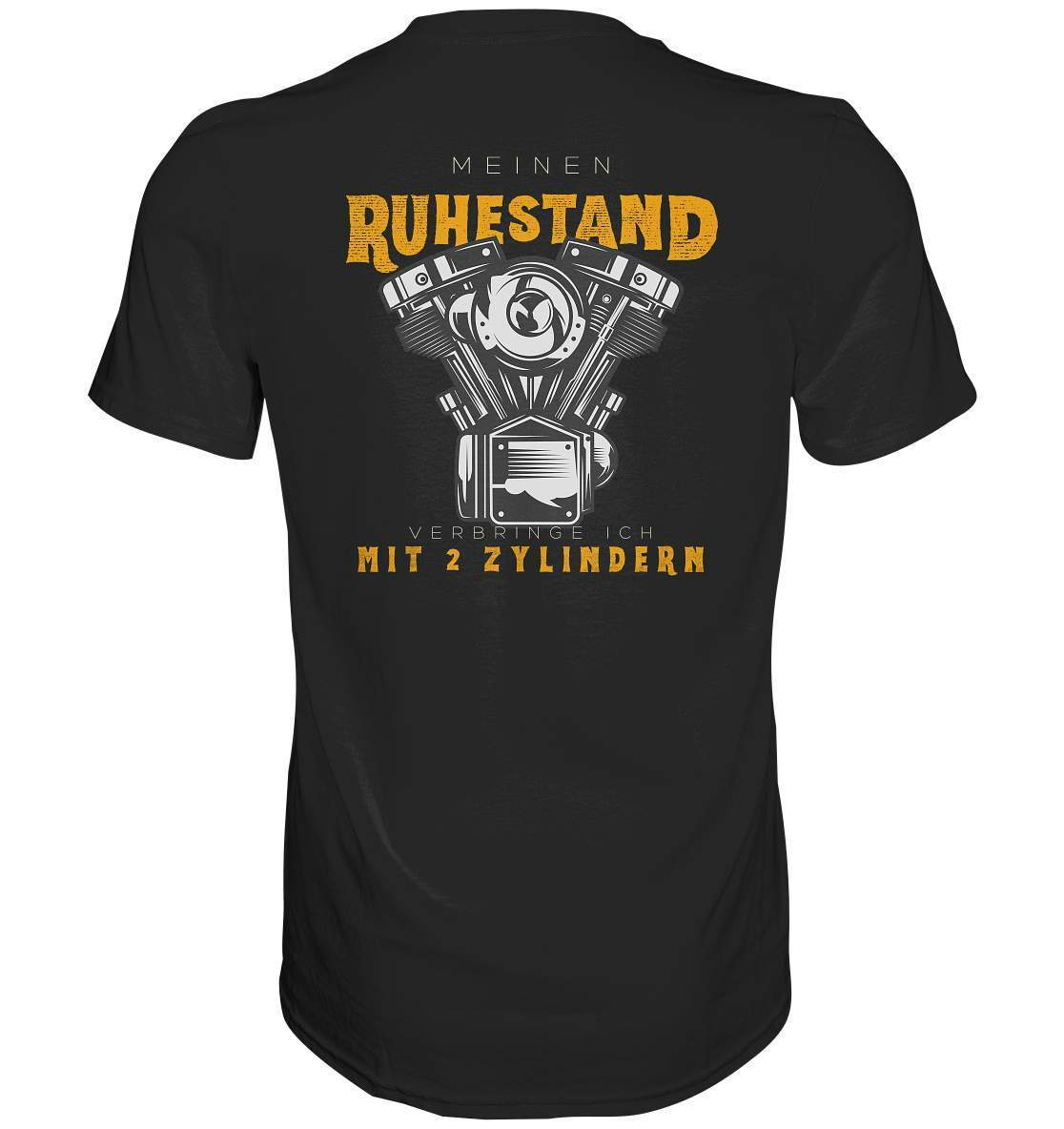 Biker Outfit für ältere Motorradfahrer - Meinen Ruhestand verbringe ich mit 2 Zylindern Rücken Motiv - Premium Shirt-ausfahrt,bike,biker,biker outfit,biker shirt,cafe racer,chopper,dirt bike,fun,funny,lustig,moped,motocross,Motorrad,motorrad tour,motorsport,simson,v2,zweirad