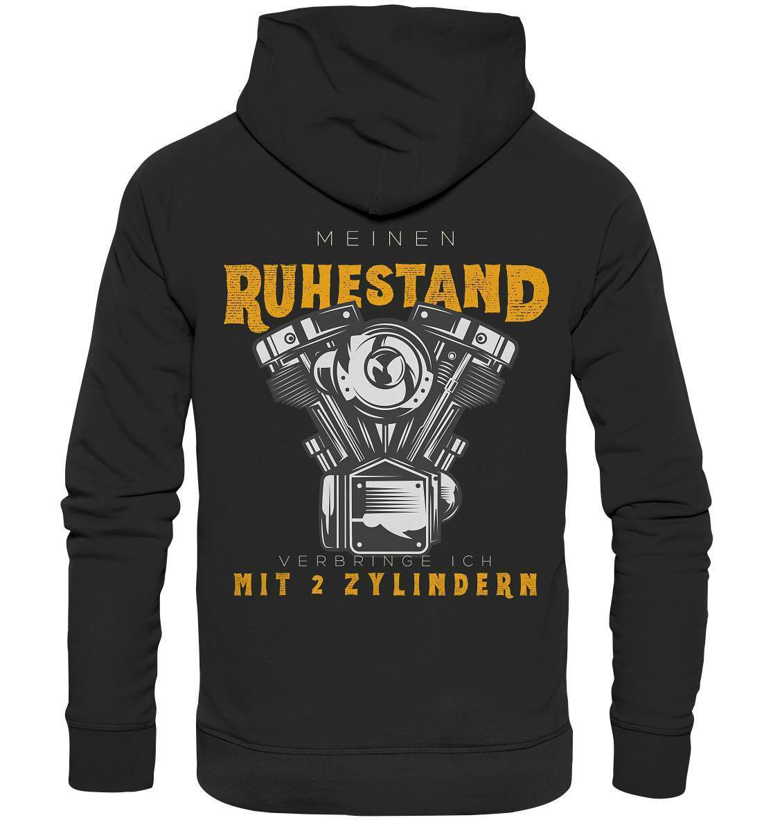 Biker Outfit für ältere Motorradfahrer - Meinen Ruhestand verbringe ich mit 2 Zylindern Rücken Motiv - Premium Unisex Hoodie-ausfahrt,bike,biker,biker outfit,biker shirt,cafe racer,chopper,dirt bike,fun,funny,lustig,moped,motocross,Motorrad,motorrad tour,motorsport,simson,v2,zweirad