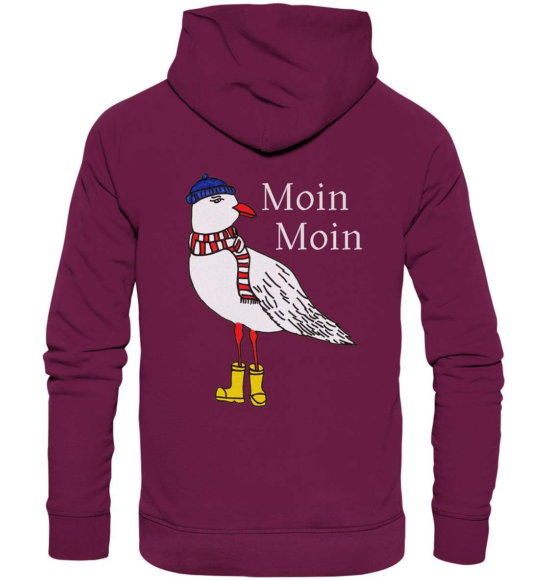 Moin Moin Möwe mit Mütze, Schal und Stiefel Nordsee Ostsee Maritim Style - Premium Unisex Hoodie-geschenkidee,Maritim,Maritim Lifestyle,Maritim Style,Moin,Moin Moin,Möwe,Möwe mit Mütze,Möwe mit Schal,Möwe mit Stiefel,Nordlicht,Nordsee,Ostsee,Ostseeurlaub