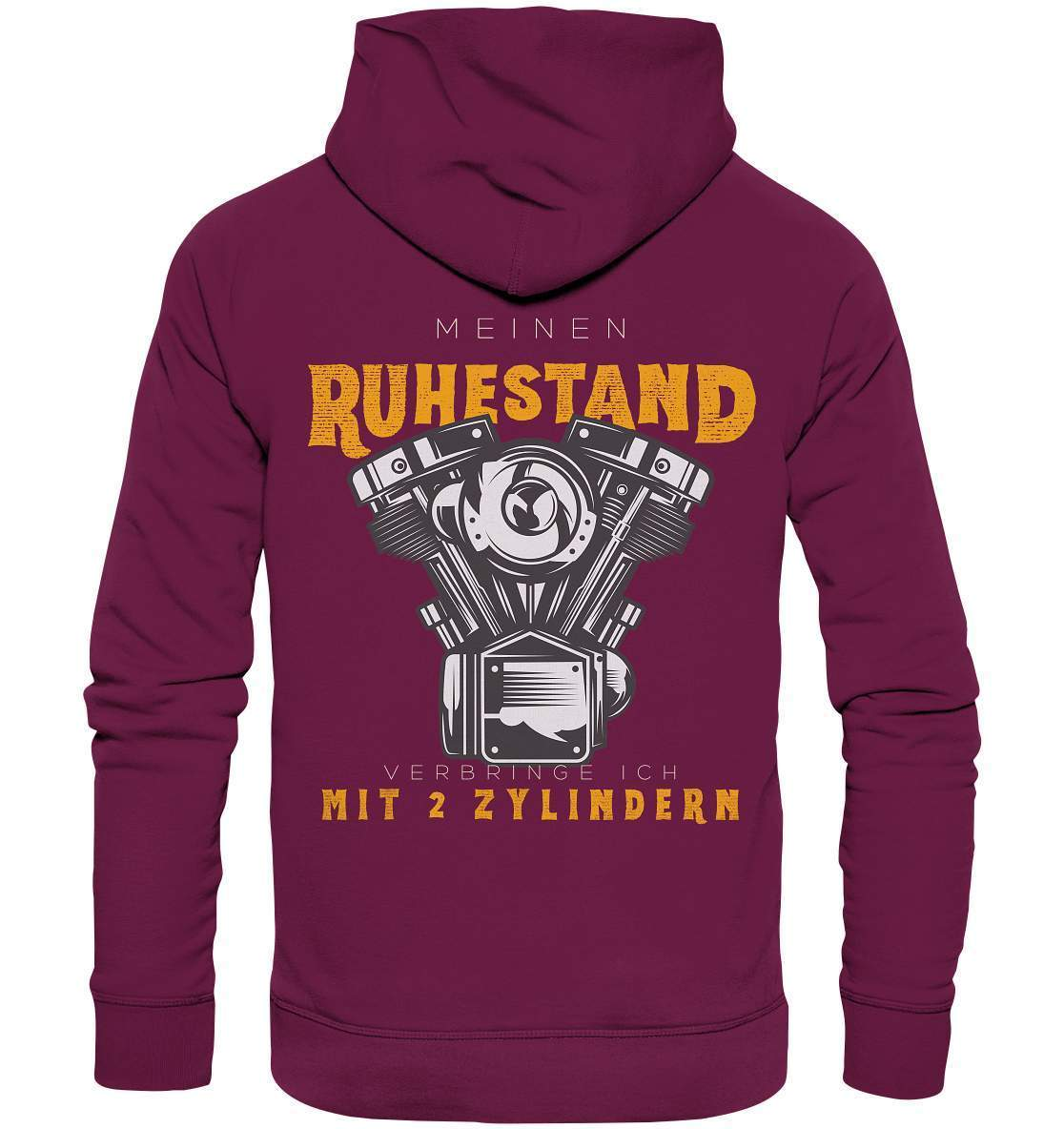 Biker Outfit für ältere Motorradfahrer - Meinen Ruhestand verbringe ich mit 2 Zylindern Rücken Motiv - Premium Unisex Hoodie-ausfahrt,bike,biker,biker outfit,biker shirt,cafe racer,chopper,dirt bike,fun,funny,lustig,moped,motocross,Motorrad,motorrad tour,motorsport,simson,v2,zweirad