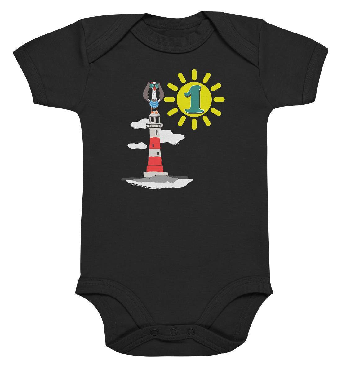 1. Geburtstag Outfit - Maritim Leuchtturm - Baby Bodysuit-1.geburtstag,baby,ein jahr alt,einjährig 1 Jahr,erster geburtstag,fernglas,geburtstag,Geburtstagsgeschenk,geburtstagsoutfit,Geschenk,Geschenkidee,jungen,kein baby mehr,Kindergeburtstag,kleinkind,leuchtturm,maritim,mädchen,möwe,perfekte grafik,seefahrer,sonne,trendy,unisex,wunderschönes Design