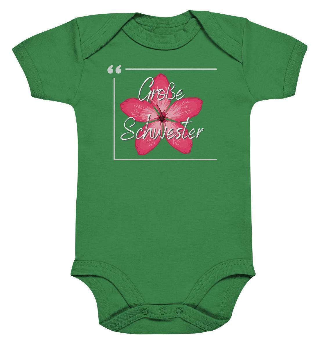 Baby Kurzarmbody Geschwisterliebe - Große Schwester Blume - Baby Bodysuit-big sis,blume,Geschenk,geschenkidee,geschwister,geschwisterliebe,geschwisteroutfit,Große schwester,hibiskus,kleinkind,liebe,lieblingsteil,mädchen,perfekte grafik,rote blume,schwester,schwestern,Schwesternliebe,stolze schwester,trendy,wunderschönes Design