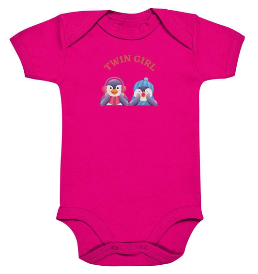 Zwilling Outfit - Twin Girl Pinguin liegt - Baby Bodysuit-geschwister,geschwisteroutfit,kinder,mädchen,Pinguin,tochter,twin,twin girl,zweieiig,zweieiige zwillinge,zwillinge,zwillingsmädchen,zwillingsoutfit