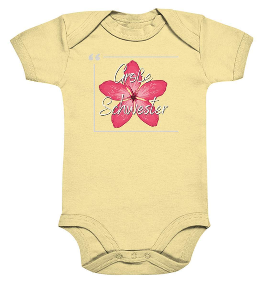 Baby Kurzarmbody Geschwisterliebe - Große Schwester Blume - Baby Bodysuit-big sis,blume,Geschenk,geschenkidee,geschwister,geschwisterliebe,geschwisteroutfit,Große schwester,hibiskus,kleinkind,liebe,lieblingsteil,mädchen,perfekte grafik,rote blume,schwester,schwestern,Schwesternliebe,stolze schwester,trendy,wunderschönes Design