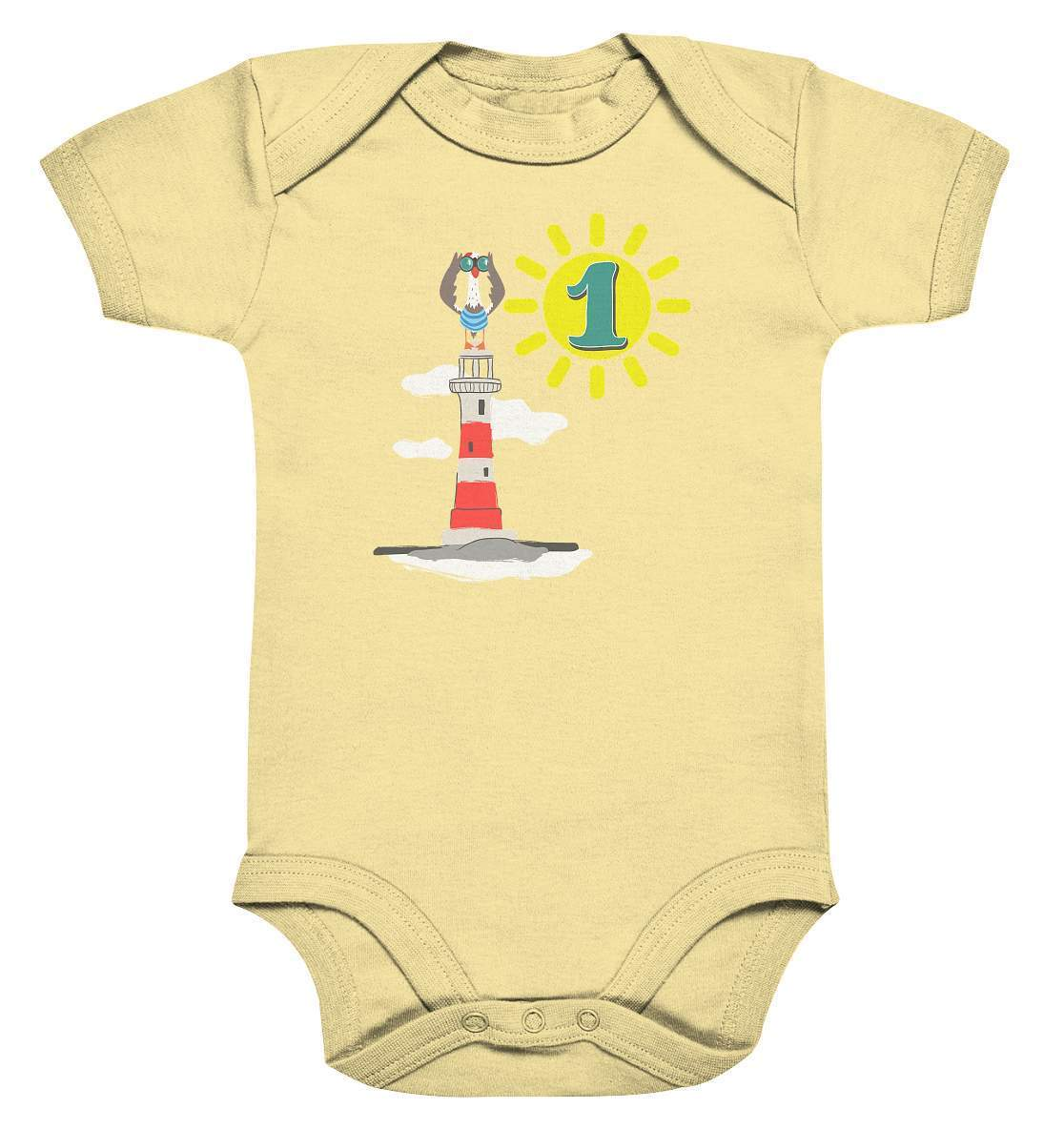 1. Geburtstag Outfit - Maritim Leuchtturm - Baby Bodysuit-1.geburtstag,baby,ein jahr alt,einjährig 1 Jahr,erster geburtstag,fernglas,geburtstag,Geburtstagsgeschenk,geburtstagsoutfit,Geschenk,Geschenkidee,jungen,kein baby mehr,Kindergeburtstag,kleinkind,leuchtturm,maritim,mädchen,möwe,perfekte grafik,seefahrer,sonne,trendy,unisex,wunderschönes Design