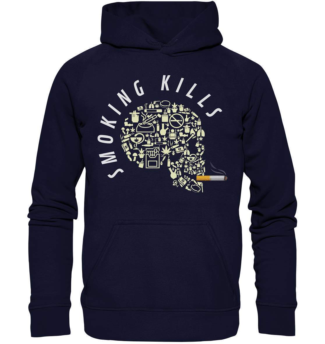 Nichtraucher "Smoking Kills" Skull mit Zigarette Geschenk - Basic Unisex Hoodie XL-Aschenbecher,bong,canabis,gesund leben,nichtraucher,rauchen,rauchen ist tödlich,rauchen tötet,raucher,wasserpfeiffe,Zigaretten,zigarettenschachtel