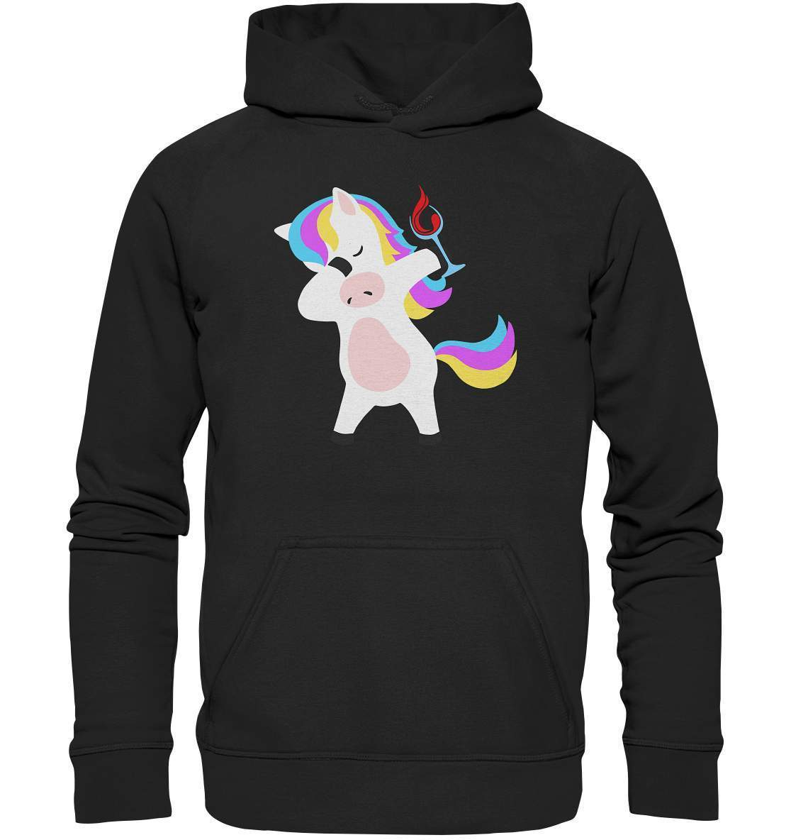 Dabbing Einhorn mit Weinglas - Basic Unisex Hoodie XL-beliebtes Einhorn shirt,bunt,champangner,cooles Einhorn,cooles outfit,DAB,dabbing,dabbing einhorn,Einhorn,einhorn eskalieren,einhorn mit weinglas,einhorn t-shirt,einhornliebe,fabel,JGA Outfit,märchen,Partyzeit,schnaps,süßes Einhorn,wein,Weinglas,weinliebe