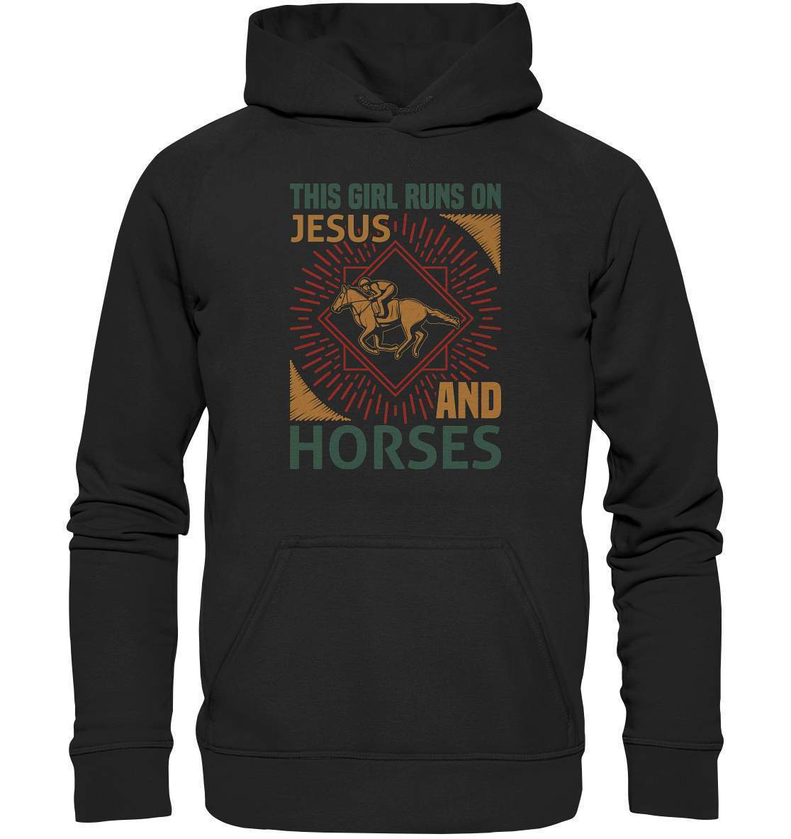 Pferde This Girl runs on Jesus and Horses - Basic Unisex Hoodie XL-dressur,dressurpferd,Girl runs on Jesus and Horses,haflinger,pony,ponyhof,reiter,reitsport,reitverein,sattel,springpferd,springreiten