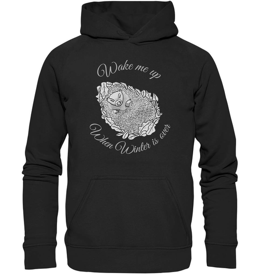 Wintermuffel Igel Wake me up when Winter is over - Basic Unisex Hoodie XL-geschenkidee,igel,igel fan,igel freunde,igel lover,igel outfit,igel überwintern,igelhaus,waldtiere,waldtierfan,weißbauchigel,winter outfit,wintermuffel