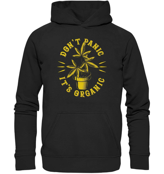 Don't Panic It's Organic - Cannabis Weed Motiv - Basic Unisex Hoodie XL-bong rauchen,cannabis,cannabis legalisierung,chillen,dampfen,dont panic ist organic,entspannen,fun shirt,gras rauchen,kiffen,medizin,rauchen,weed