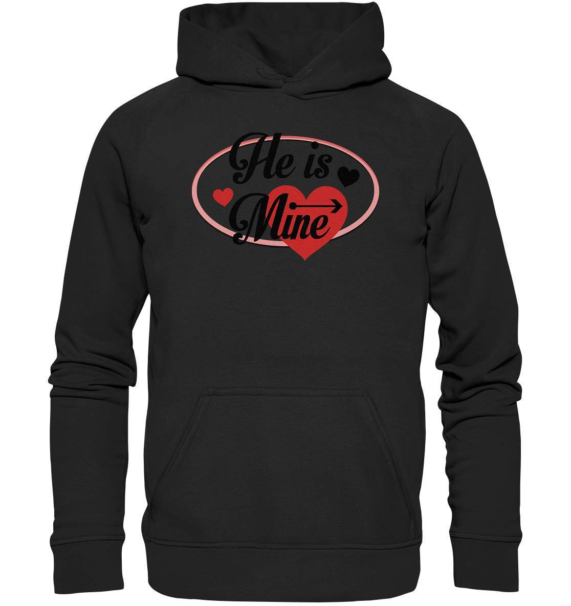 Valentinstag He is mine ❤️ - Basic Unisex Hoodie XL-14. Februar,be my valentine,couple,große Liebe,he is mine,herz,liebe,lover,tag der verliebten,valentines day,Valentinstag,Valentinstag für Frauen,Valentinstag für Männer,Valentinstag Geschenk,Valentinstag Ideen,verliebt