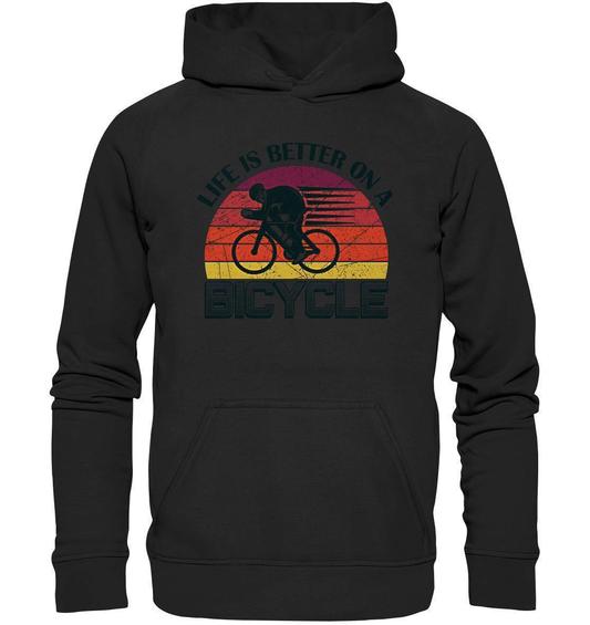 Fahrrad Life is better on a Bicycle - Basic Unisex Hoodie XL-bike,bike damen,e-bike trekking,fahrrad,fahrrad damen,fahrrad einfach,fahrrad fahren,fahrrad herren,fahrrad test,fahrradbekleidung,fahrradtour,Life is better on a Bicycle,mountainbike