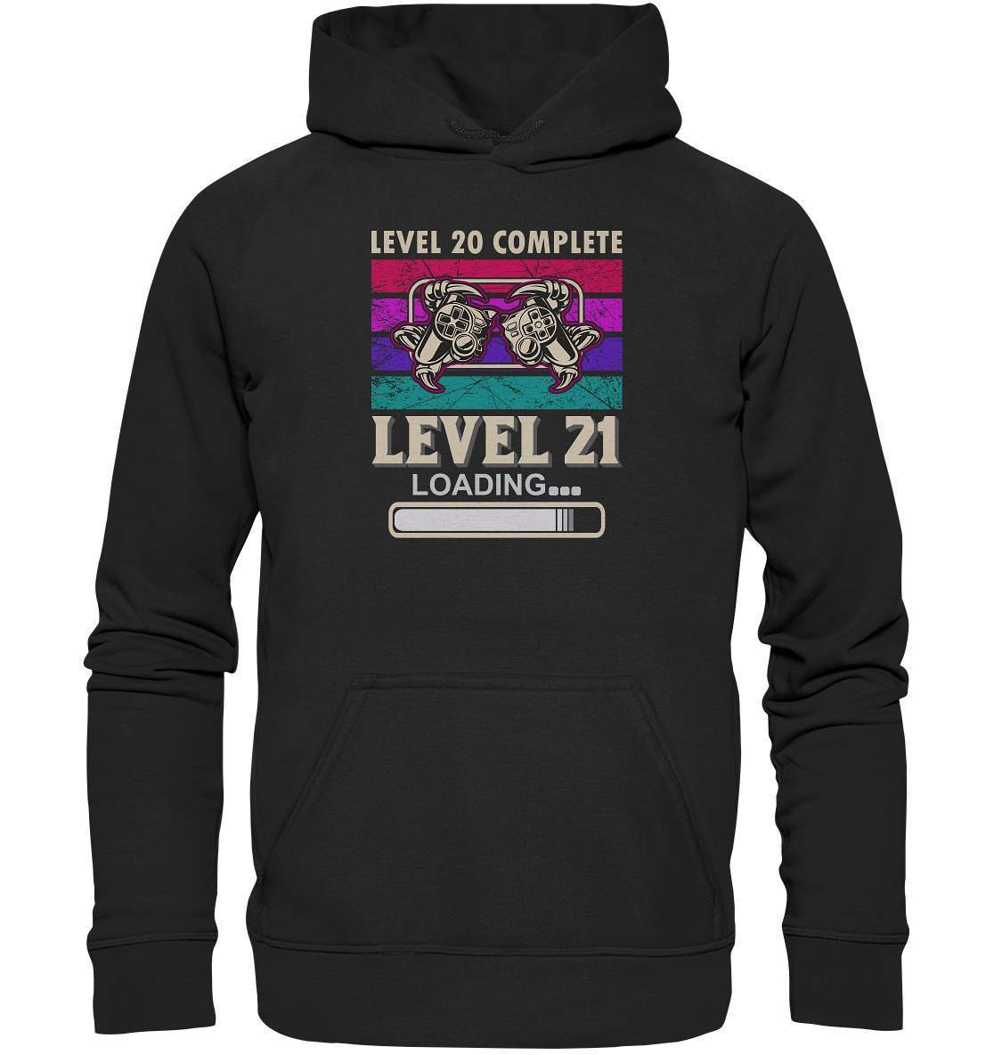 Zocker Outfit zum Geburtstag Level 20 Completed Level 21 Loading - Basic Unisex Hoodie XL-computer,controller,gamepad,gamer,geboren zum zocken,geborener zocker,joystick,Konsole,Level 20 completed,spielkonsole,zocken,zockerleidenschaft