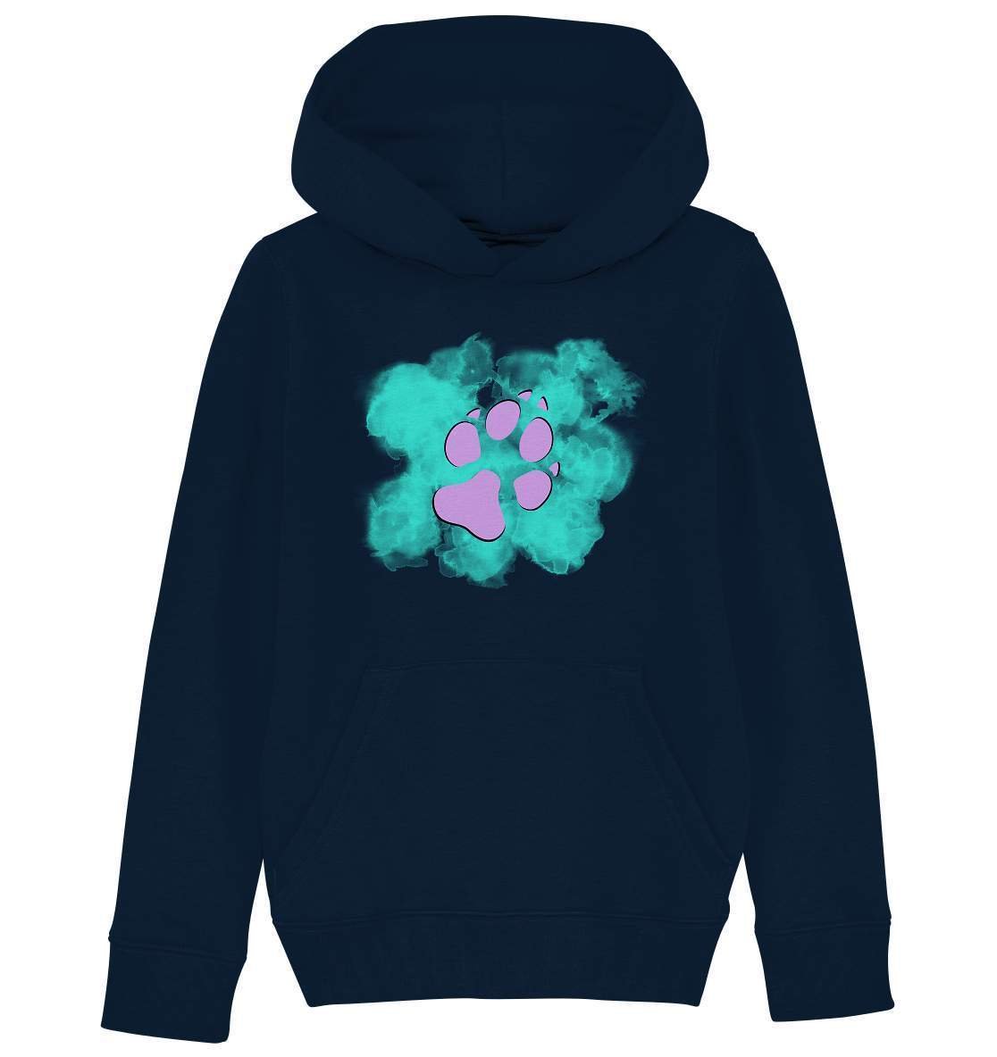 Pfotenabdruck Geschenkidee für Hundeliebhaber - Kids Organic Hoodie-auf den hund gekommen,dog,freude,geburtstgasgeschenk,geschenkidee,humor,hund,hundebesitzer,hundefan,hundehalter,hundeliebhaber,hundeshirt,Pullover Spruch,spaß