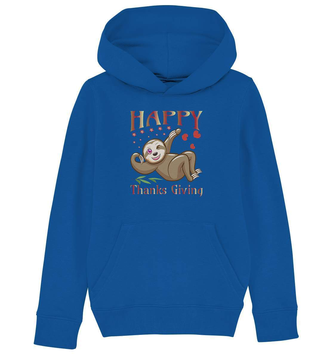 Sloth Happy Thanks Giving - Kids Organic Hoodie-3 finger faultier,4 Donnerstag November,dankbarkeit,das erste thanksgiving,faultier,friendsgiving,happy Thanks giving,hilfe,Pullover Spruch,riesenfaultier,thanks giving,thanks giving tag,thanks giving ursprung,thanksgiving truthan