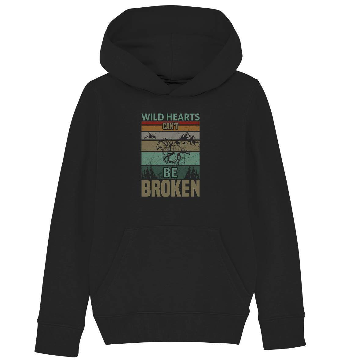 Pferde Wild Hearts can't be broken - Kids Organic Hoodie-dressur,dressurpferd,haflinger,Pferd,pony,ponyhof,Pullover Spruch,reiter,reitsport,reitverein,sattel,springpferd,springreiten,Wild Hearts can't be broken