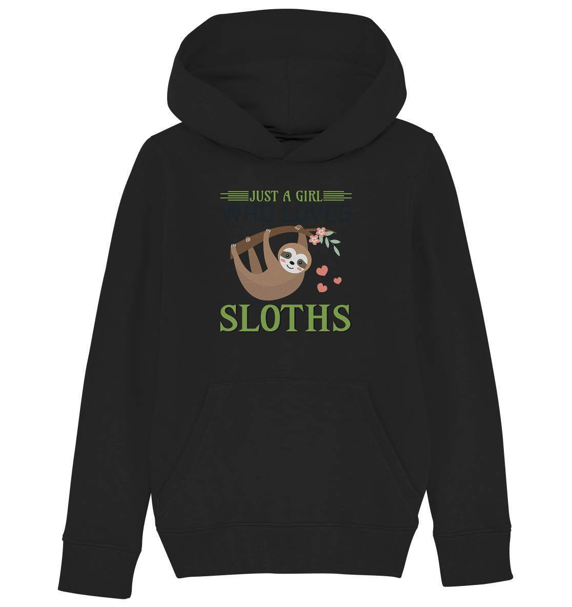 Faultier Just a Girl Who loves Sloths - Kids Organic Hoodie-3 finger faultier,3 zehen faultier,das faultier,ein faultier,faul,Faultier,faultier shirt,faultier t shirt damen,faultierfarm,faultiermotiv,Just a Girl Who loves Sloths,Pullover Spruch,riesenfaultier,t-shirt mit faultier