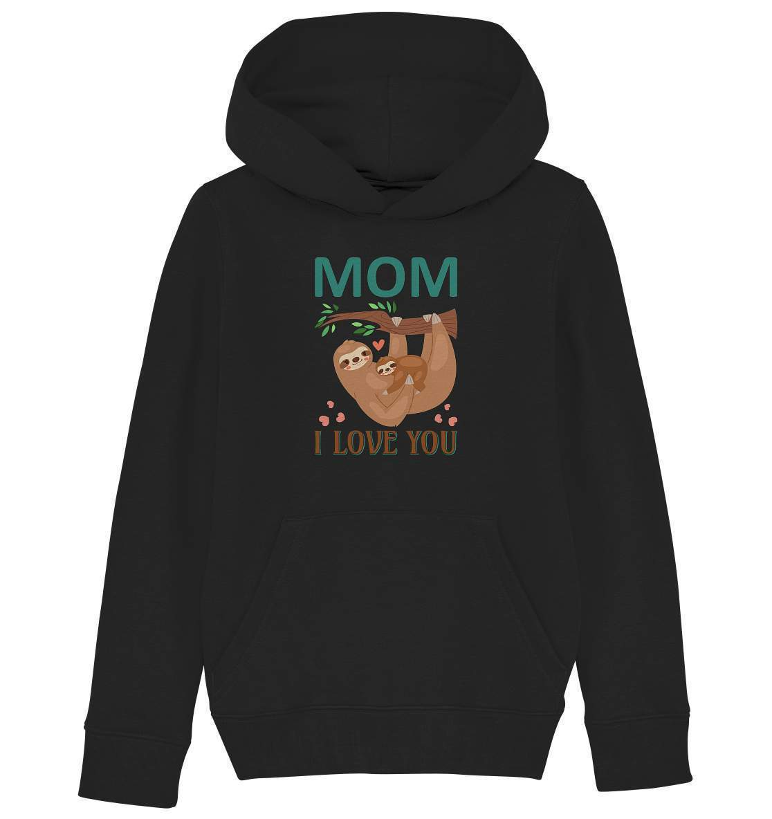 Faultier Mom, I Love You - Kids Organic Hoodie-3 finger faultier,3 zehen faultier,das faultier,ein faultier,faul,Faultier,faultier shirt,faultier t shirt damen,faultierfarm,faultiermotiv,Mom I Love You,Pullover Spruch,riesenfaultier,t-shirt mit faultier