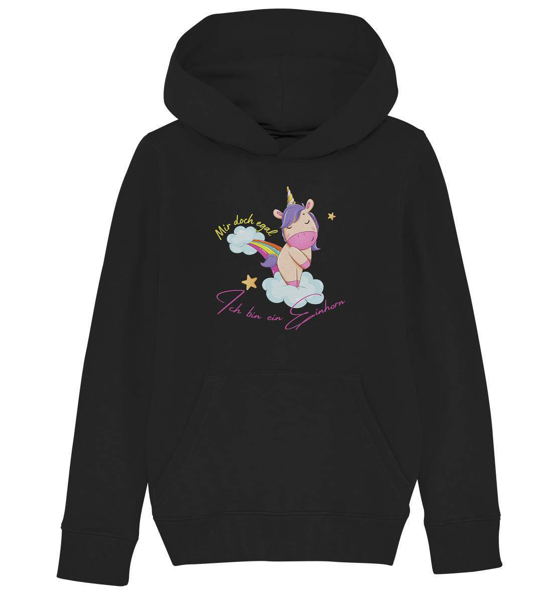 Mir doch egal ich bin ein Einhorn Fun Spruch - Kids Organic Hoodie-comic,coole,egal,eingebildet,einhorn,einhorn regenbogen,einhorn t-shirt,fabel,Fun,funshirt,lustige,mythisch,märchen,niedliches shirt,Pullover Spruch,regenbogen,regenbogen t-shirt,spaß,Spruch,stylish,süßes einhorn shirt