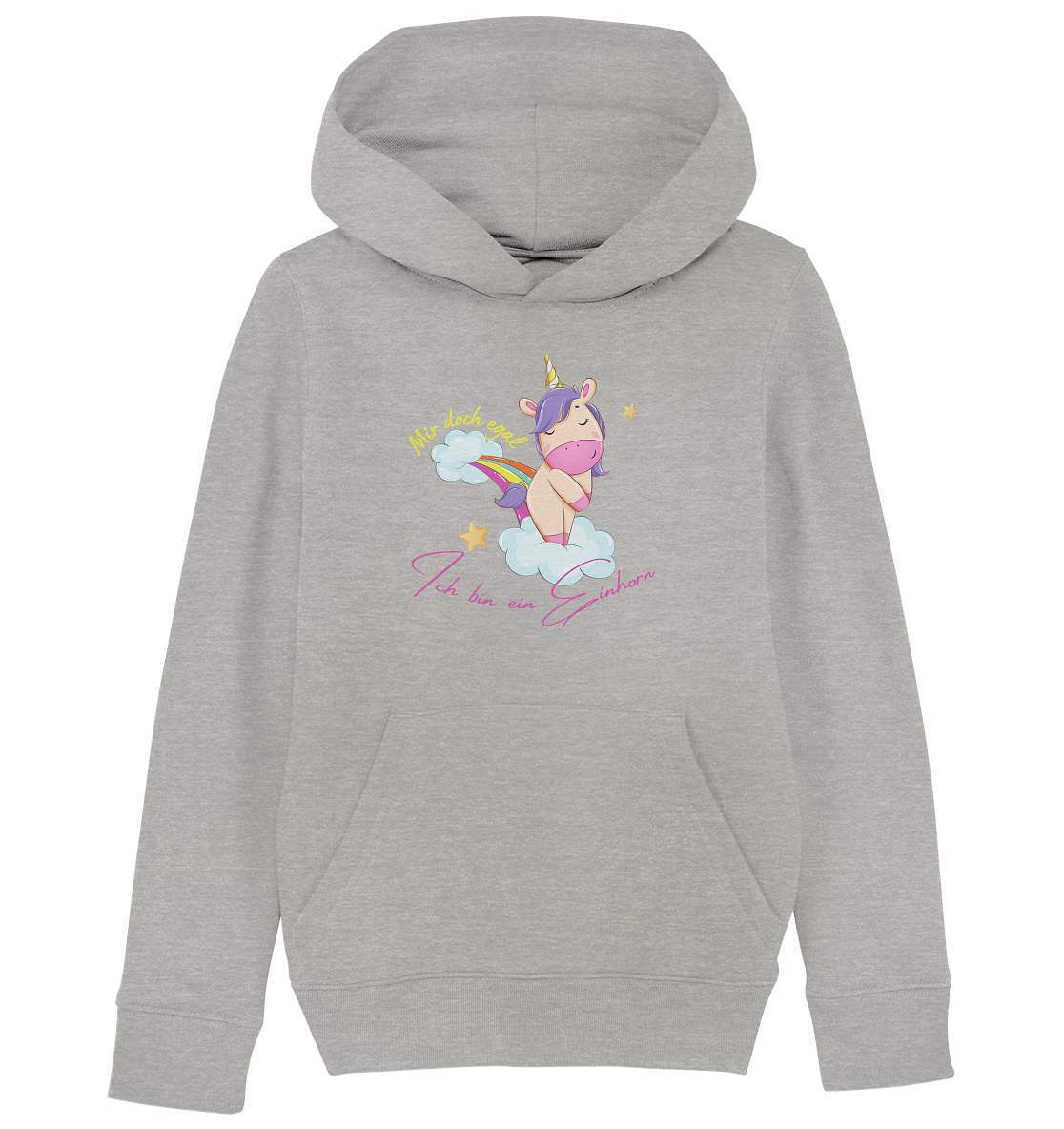 Mir doch egal ich bin ein Einhorn Fun Spruch - Kids Organic Hoodie-comic,coole,egal,eingebildet,einhorn,einhorn regenbogen,einhorn t-shirt,fabel,Fun,funshirt,lustige,mythisch,märchen,niedliches shirt,Pullover Spruch,regenbogen,regenbogen t-shirt,spaß,Spruch,stylish,süßes einhorn shirt