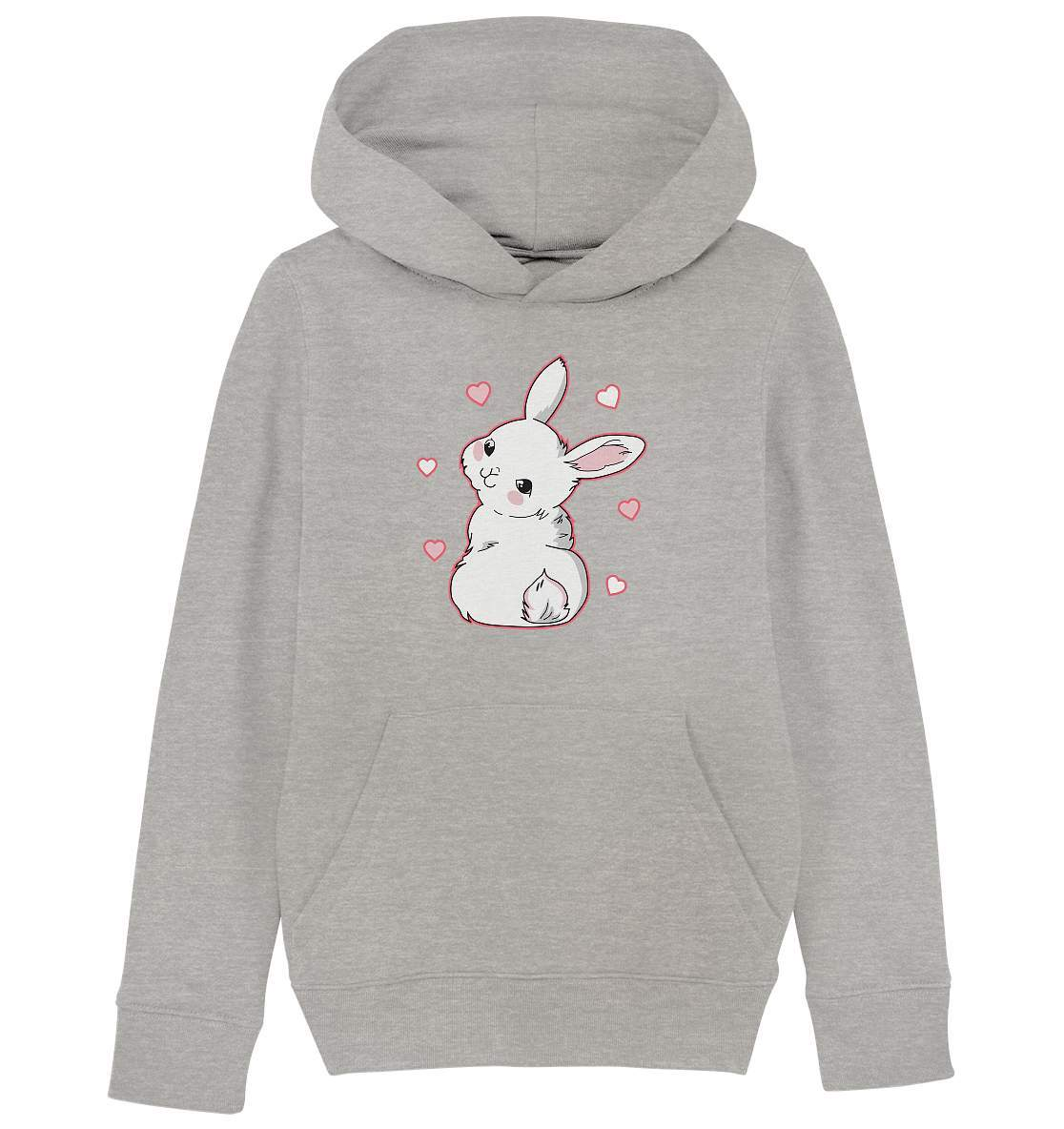 Weißes Kaninchen mit Schulterblick - Kids Organic Hoodie-comic hase,geschenkidee,hase,hasenzeichnung,illustration,kaninchen,kleiner hase,niedlicher Hase,osterhase,ostern,pinke welt,Schulterblick,weihnachtsgeschenk