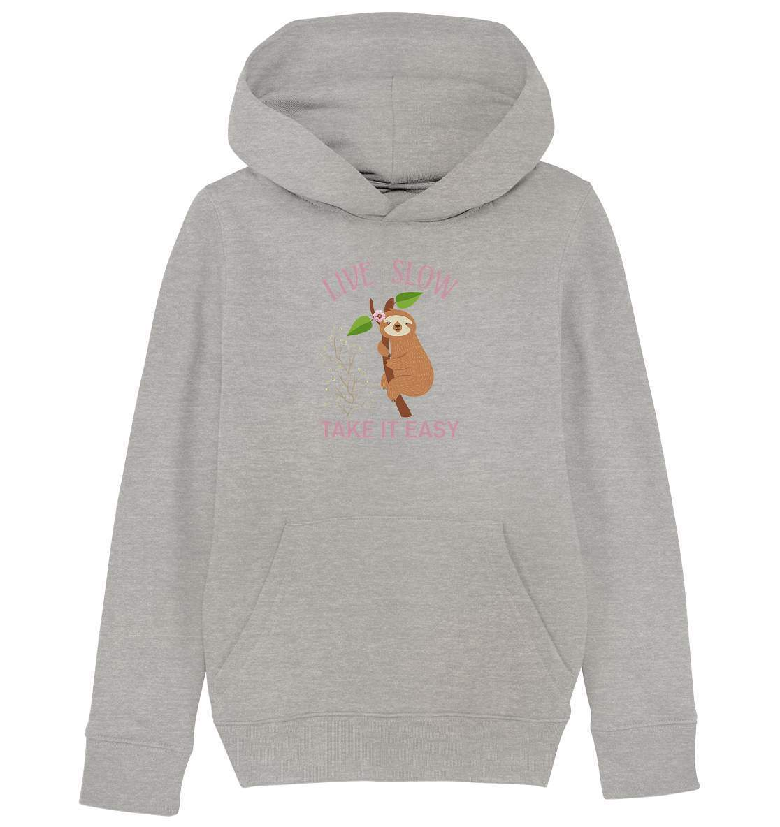 Faultier Live Slow Take it Easy - Kids Organic Hoodie-3 finger faultier,3 zehen faultier,das faultier,ein faultier,faul,Faultier,faultier shirt,faultier t shirt damen,faultierfarm,faultiermotiv,Live Slow Take it Easy,Pullover Spruch,riesenfaultier,t-shirt mit faultier