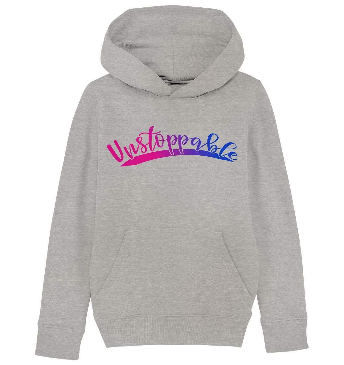 Unstoppable nicht zu stoppen - Kids Organic Hoodie-dran bleiben,durchhalten,kampf,kämpfer,motivation,nicht zu stoppen,niemals augeben,stark bleiben,stark sein,stätke,tapferheit,unaufhaltbar,unstoppable