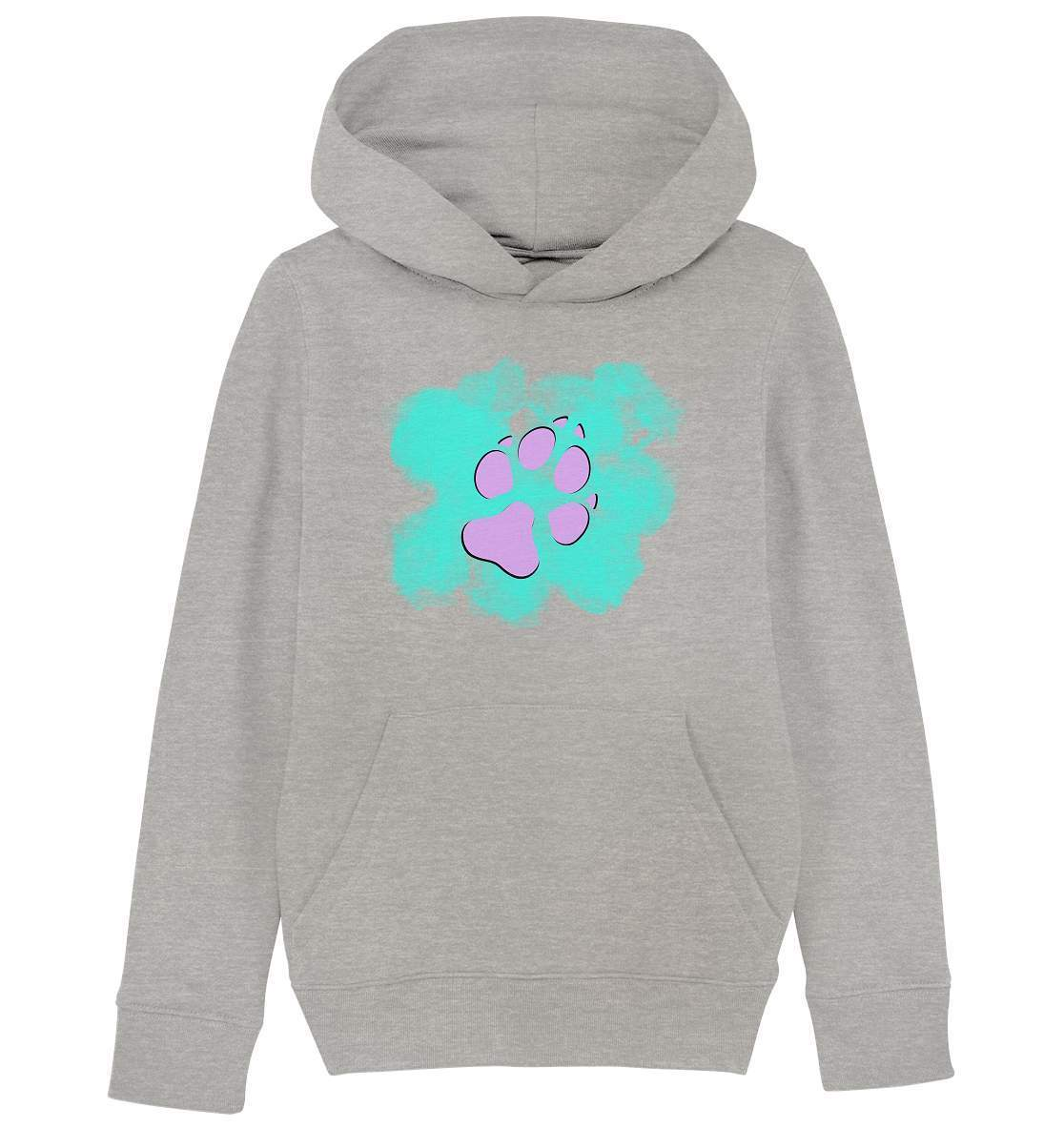 Pfotenabdruck Geschenkidee für Hundeliebhaber - Kids Organic Hoodie-auf den hund gekommen,dog,freude,geburtstgasgeschenk,geschenkidee,humor,hund,hundebesitzer,hundefan,hundehalter,hundeliebhaber,hundeshirt,Pullover Spruch,spaß