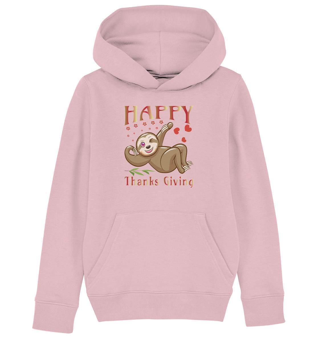 Sloth Happy Thanks Giving - Kids Organic Hoodie-3 finger faultier,4 Donnerstag November,dankbarkeit,das erste thanksgiving,faultier,friendsgiving,happy Thanks giving,hilfe,Pullover Spruch,riesenfaultier,thanks giving,thanks giving tag,thanks giving ursprung,thanksgiving truthan