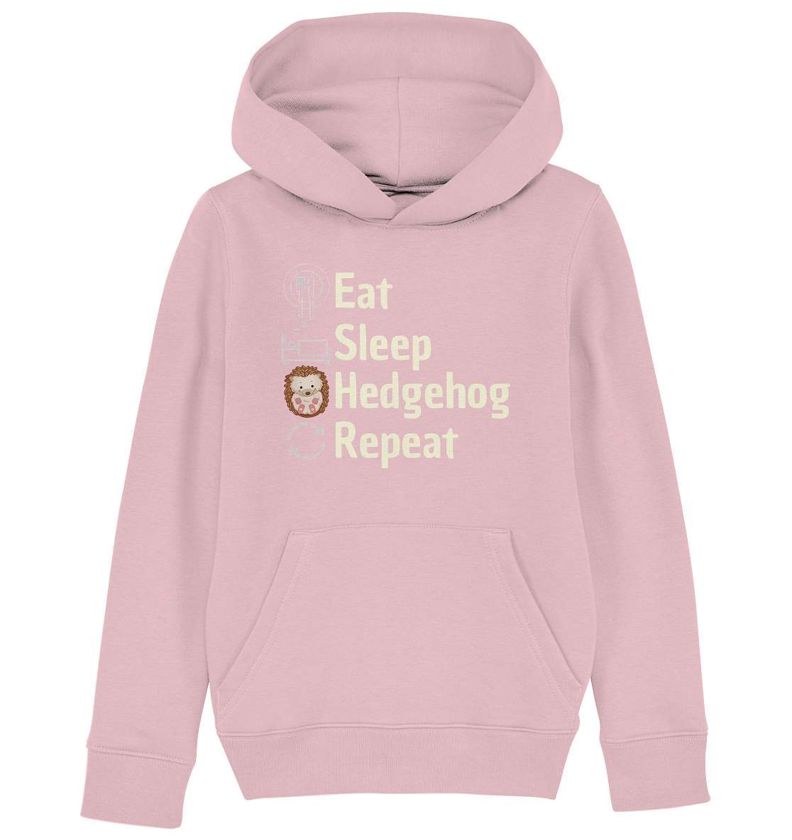 Igel Fan Outfit Eat Sleep Hedgehog Repeat  - Kids Organic Hoodie-geschenkidee,igel,igel fan,igel lover,igel outfit,igel überwintern,igelhaus,liebe zu igeln,waldtiere,waldtierfan,weißbauchigel