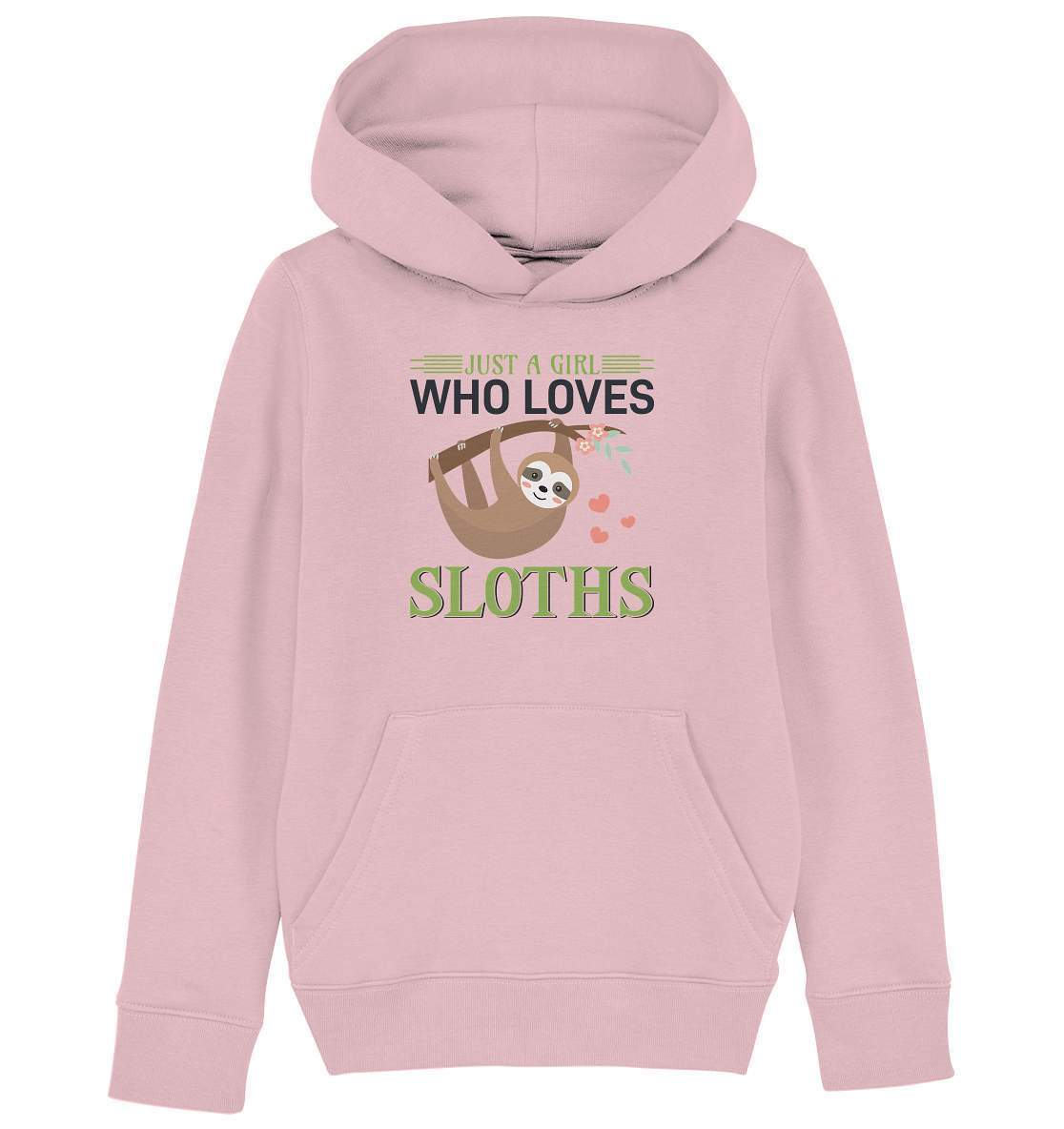 Faultier Just a Girl Who loves Sloths - Kids Organic Hoodie-3 finger faultier,3 zehen faultier,das faultier,ein faultier,faul,Faultier,faultier shirt,faultier t shirt damen,faultierfarm,faultiermotiv,Just a Girl Who loves Sloths,Pullover Spruch,riesenfaultier,t-shirt mit faultier