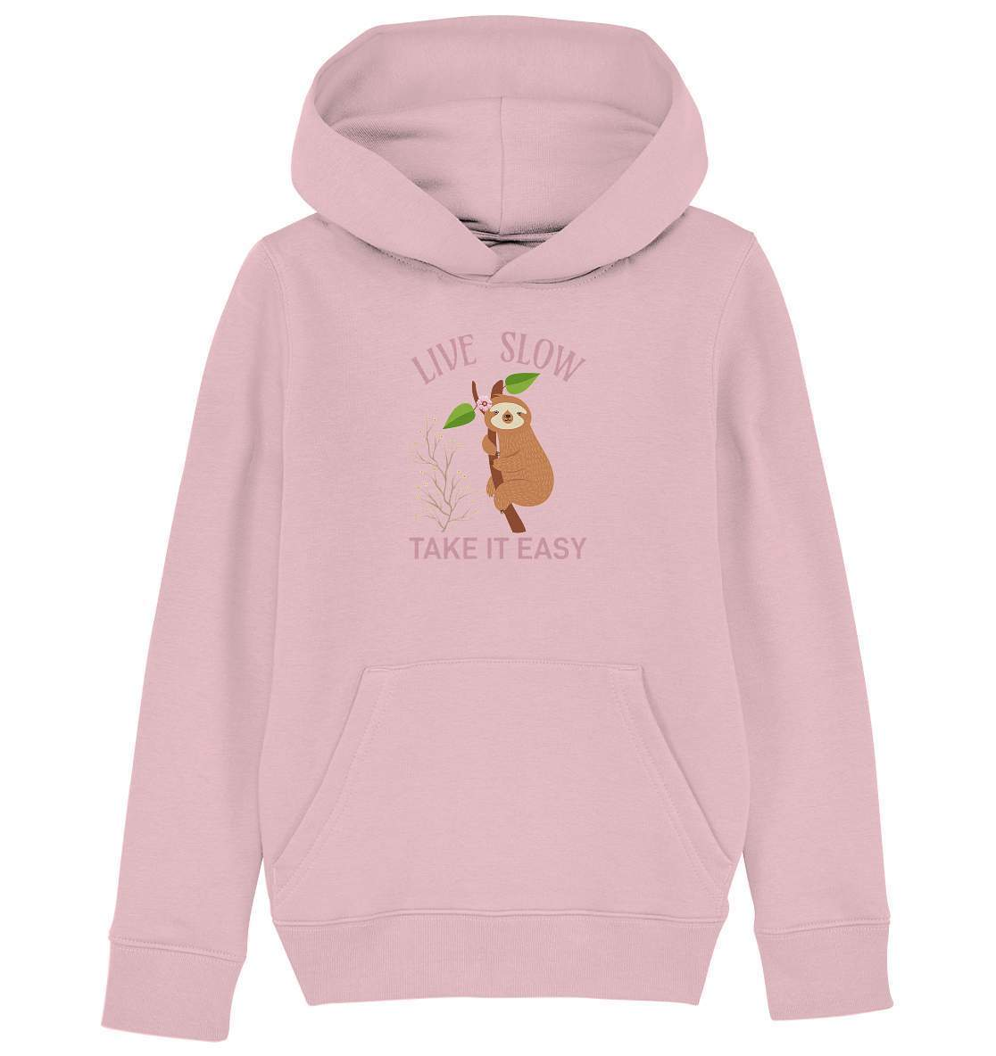 Faultier Live Slow Take it Easy - Kids Organic Hoodie-3 finger faultier,3 zehen faultier,das faultier,ein faultier,faul,Faultier,faultier shirt,faultier t shirt damen,faultierfarm,faultiermotiv,Live Slow Take it Easy,Pullover Spruch,riesenfaultier,t-shirt mit faultier