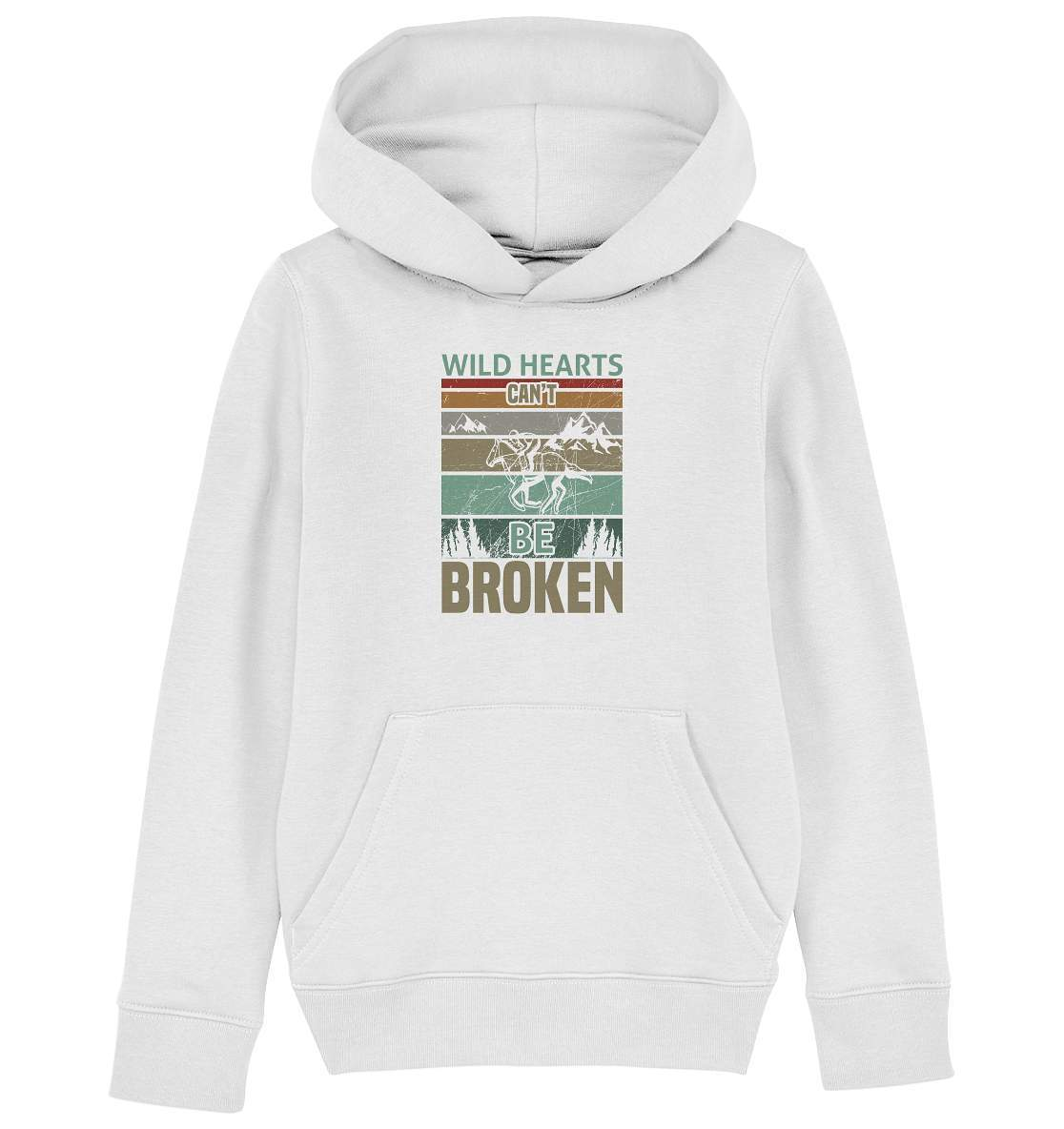 Pferde Wild Hearts can't be broken - Kids Organic Hoodie-dressur,dressurpferd,haflinger,Pferd,pony,ponyhof,Pullover Spruch,reiter,reitsport,reitverein,sattel,springpferd,springreiten,Wild Hearts can't be broken