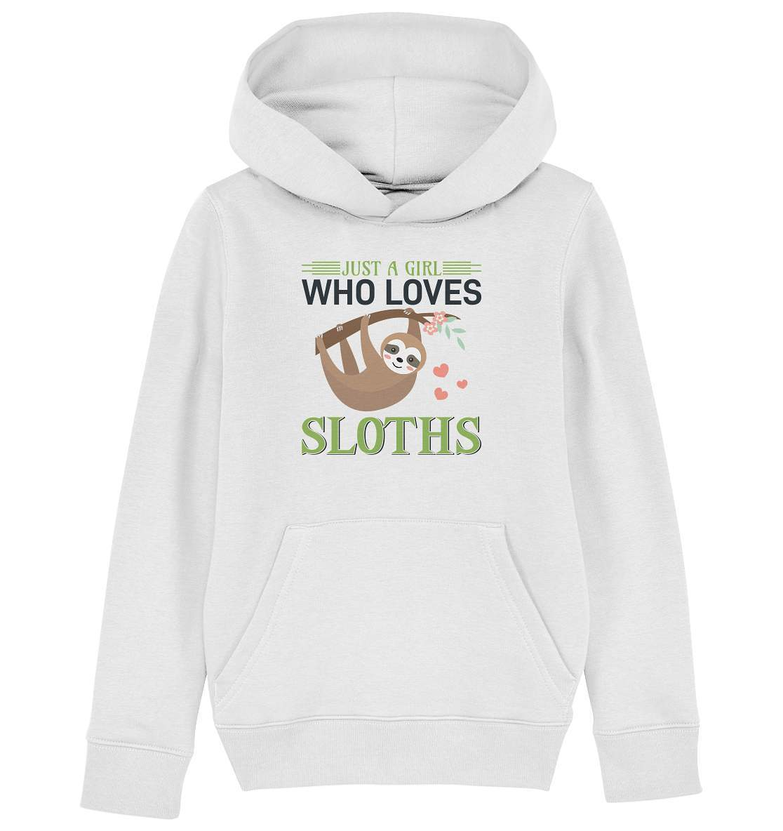 Faultier Just a Girl Who loves Sloths - Kids Organic Hoodie-3 finger faultier,3 zehen faultier,das faultier,ein faultier,faul,Faultier,faultier shirt,faultier t shirt damen,faultierfarm,faultiermotiv,Just a Girl Who loves Sloths,Pullover Spruch,riesenfaultier,t-shirt mit faultier