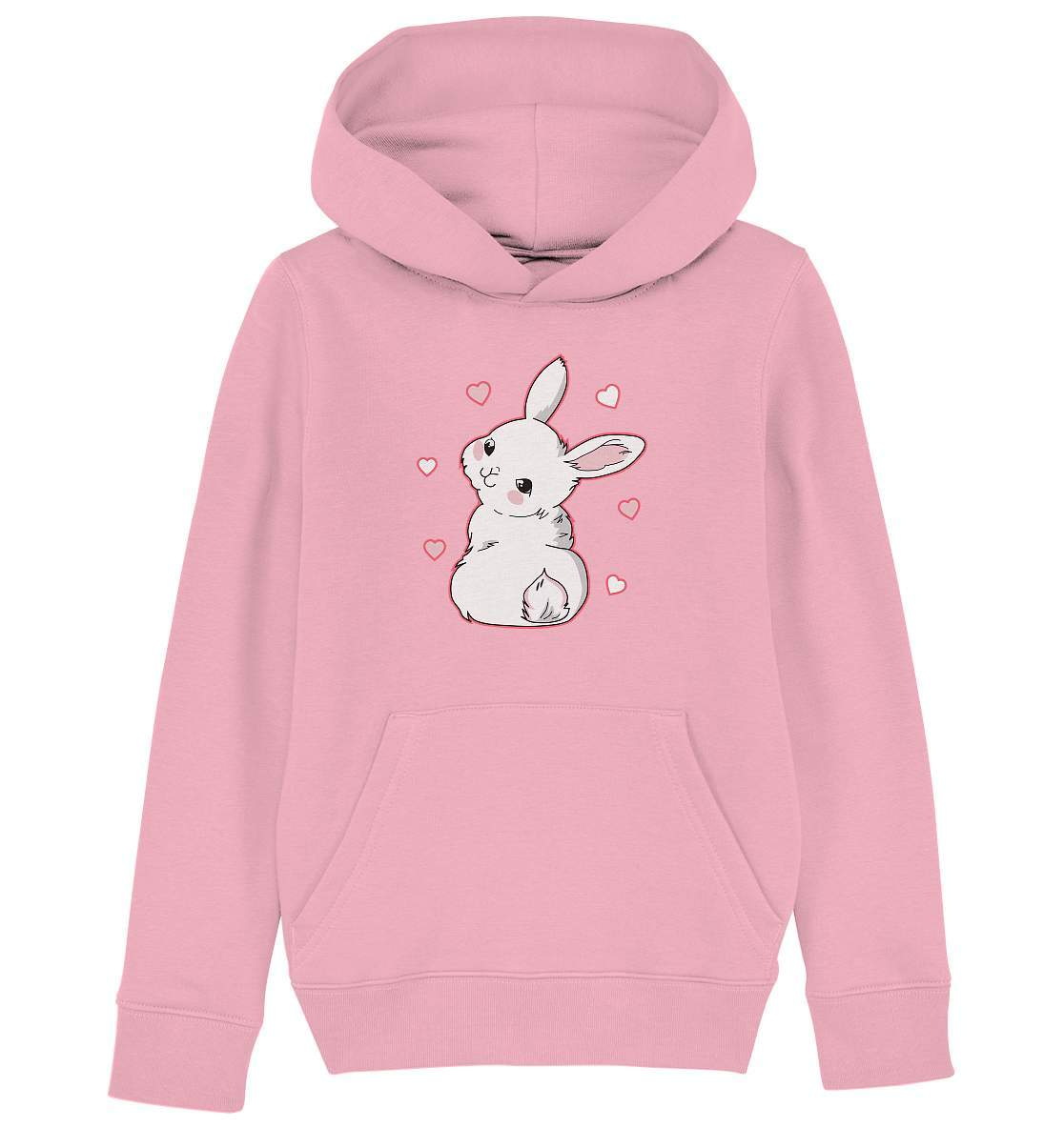 Weißes Kaninchen mit Schulterblick - Kids Organic Hoodie-comic hase,geschenkidee,hase,hasenzeichnung,illustration,kaninchen,kleiner hase,niedlicher Hase,osterhase,ostern,pinke welt,Schulterblick,weihnachtsgeschenk