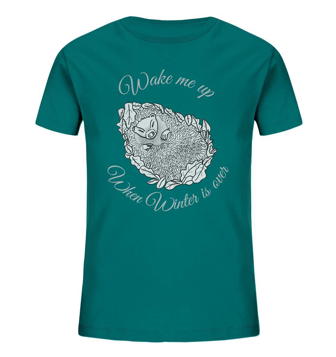 Wintermuffel Igel Wake me up when Winter is over - Kids Organic Shirt-geschenkidee,igel,igel fan,igel freunde,igel lover,igel outfit,igel überwintern,igelhaus,waldtiere,waldtierfan,weißbauchigel,winter outfit,wintermuffel