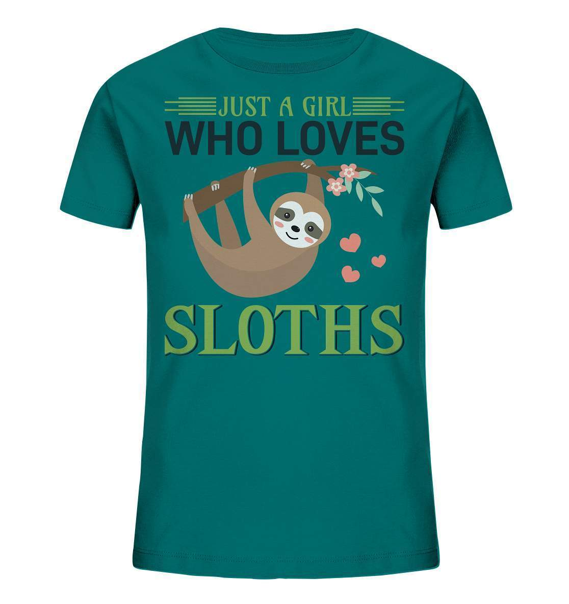 Faultier Just a Girl Who loves Sloths - Kids Organic Shirt-3 finger faultier,3 zehen faultier,das faultier,ein faultier,faul,Faultier,faultier shirt,faultier t shirt damen,faultierfarm,faultiermotiv,Just a Girl Who loves Sloths,riesenfaultier,t-shirt mit faultier