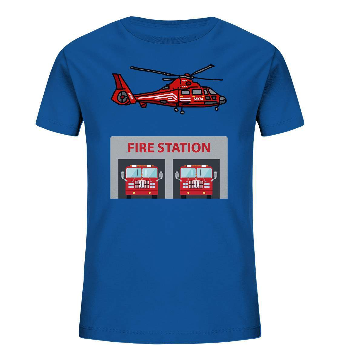 Feuerwehr Helikopter Fire Station - Kids Organic Shirt-berufsfeuerwehr,feuerwehr,Feuerwehrfrau,Feuerwehrmann,freiwillige feuerwehr,geschenk,helikopter,jugendfeuerwehr,jungen,mädchen