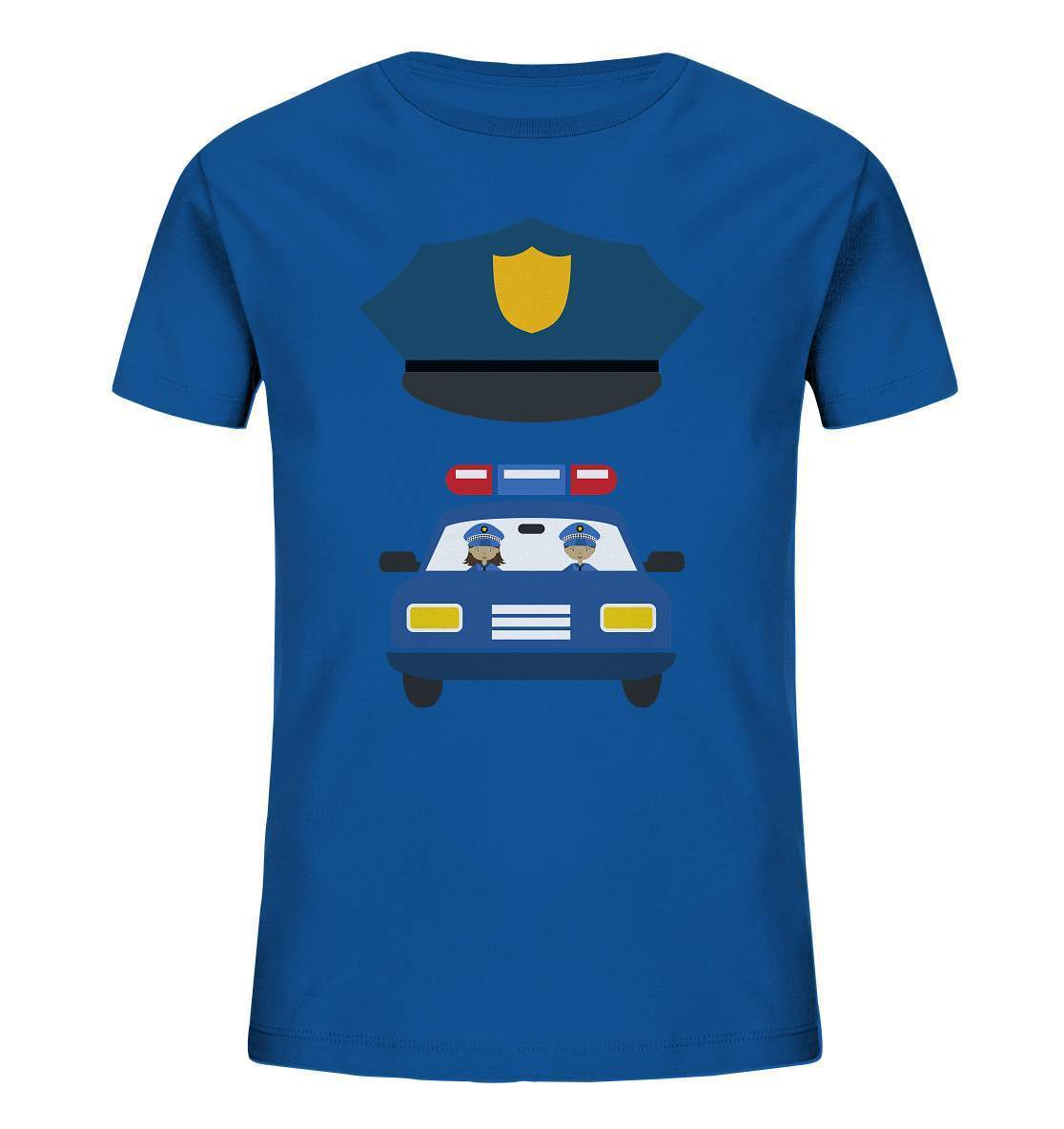 Polizei Mütze mit Polizei Auto - Kids Organic Shirt-faschingskostüm,funshirt kids,geschenkidee,kinder Funshirt,kinder T-Shirt lustig,polizei,polizeiauto,polizeikostüm,polizeimütze,polizist,polizistin,T-shirt polizeiauto,uniform kostüm