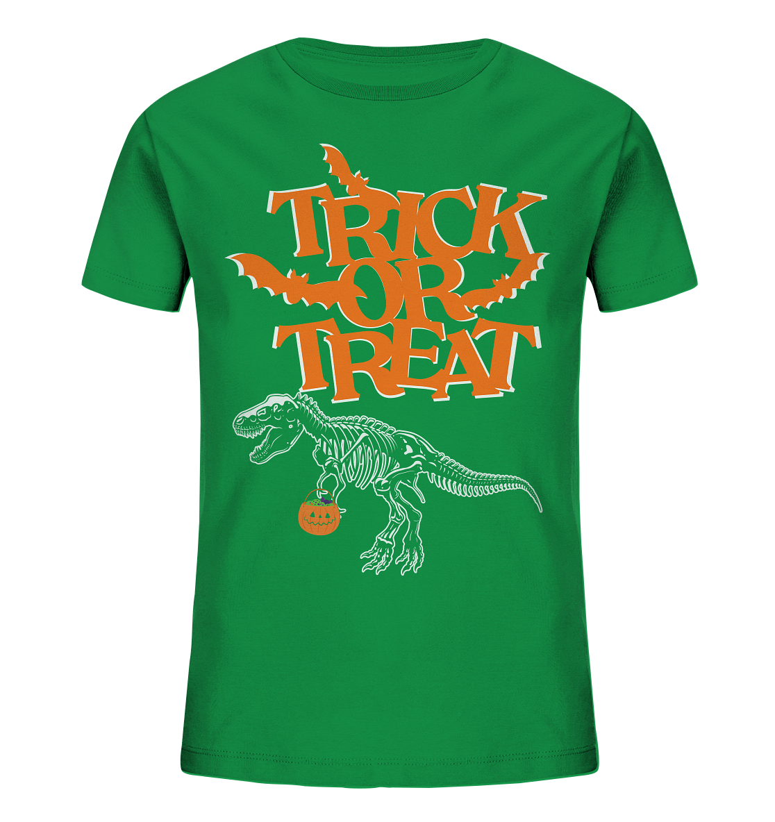 Halloween Shirt Trick or Treat Dino, Herbst T-Shirt, Dinosaurier Shirt, Halloween Outfit, Halloween Kostüm - Kids Organic Shirt