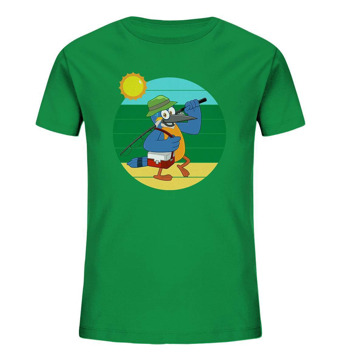 Angler Eisvogel Fun - Kids Organic Shirt-angel,angelbox,Angeln,angeltasche,anglerausrüstung,anglerhut,angleroutfit,eisvogel,fischen,fun shirt,geschenkidee,sonne,spaß,überraschung