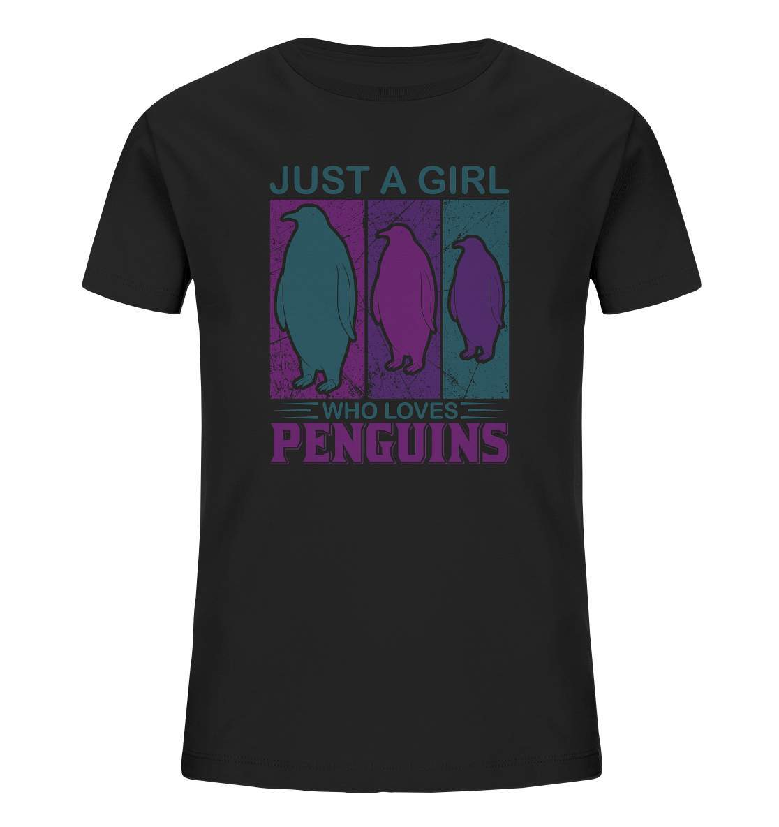 Pinguin Just a Girl who loves Penguins - Kids Organic Shirt-bild pinguin,humboldt pinguin,Just a Girl who loves Penguins,pinguin,Pinguin Bild,pinguin clipart,pinguin comic,pinguin druck,pinguin shirt,pinguin t-shirt,plitsch platsch pinguin