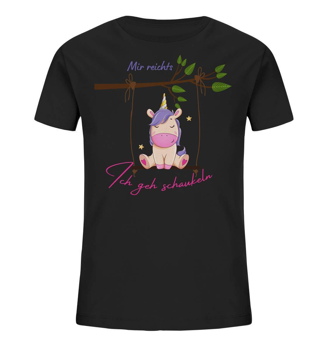 Einhorn Motiv Mir reicht's Ich geh schaukeln - Kids Organic Shirt-baumschaukel,bockig,einhorn,einhorn t shirt,einhorn t-shirt mitnamen,einzigartig,fabel,fabeltier,fabelwesen,fantastisch,fantasy,funny,funshirt,geschenkidee,mythisch,märchen,personalisierbar,schaukel,schaukel einhorn,schaukel mit einhorn,schaukeln,süßes einhorn,trotzig,wunderbar,wundervoll