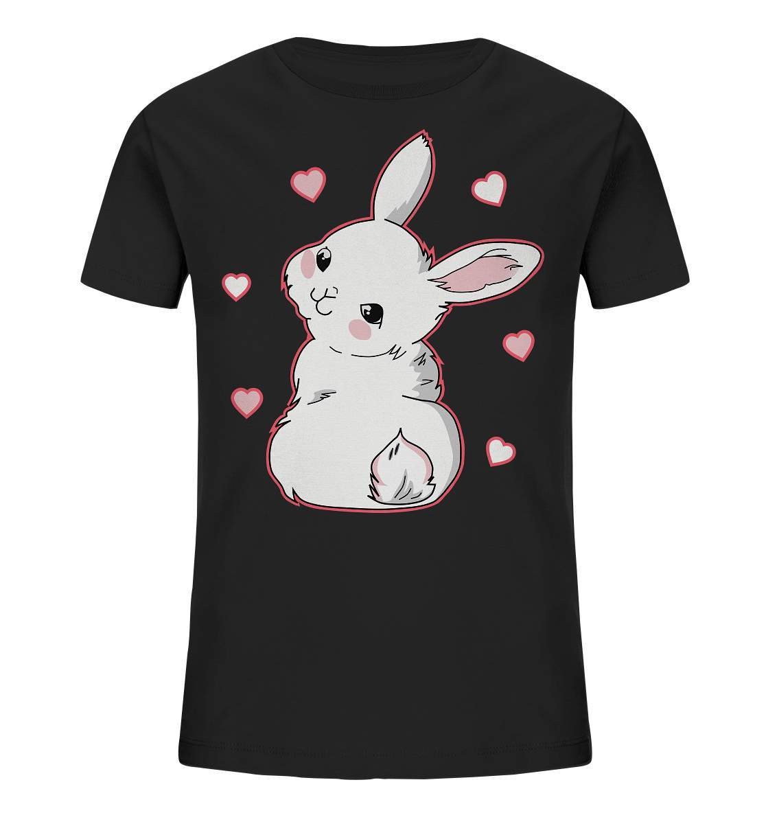 Weißes Kaninchen mit Schulterblick - Kids Organic Shirt-comic hase,geschenkidee,hase,hasenzeichnung,illustration,kaninchen,kleiner hase,niedlicher Hase,osterhase,ostern,pinke welt,Schulterblick,weihnachtsgeschenk