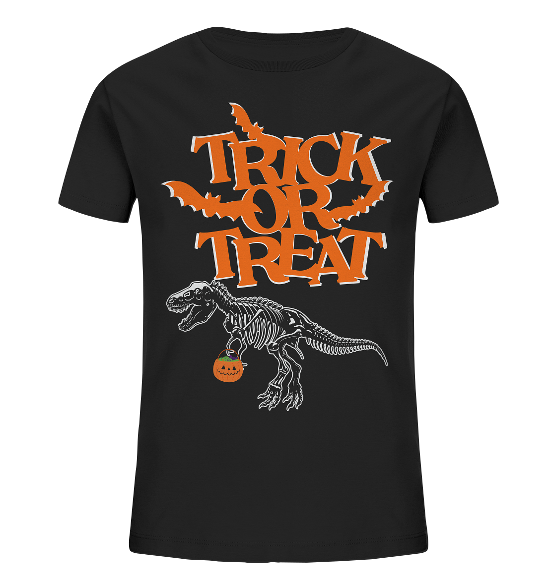 Halloween Shirt Trick or Treat Dino, Herbst T-Shirt, Dinosaurier Shirt, Halloween Outfit, Halloween Kostüm - Kids Organic Shirt