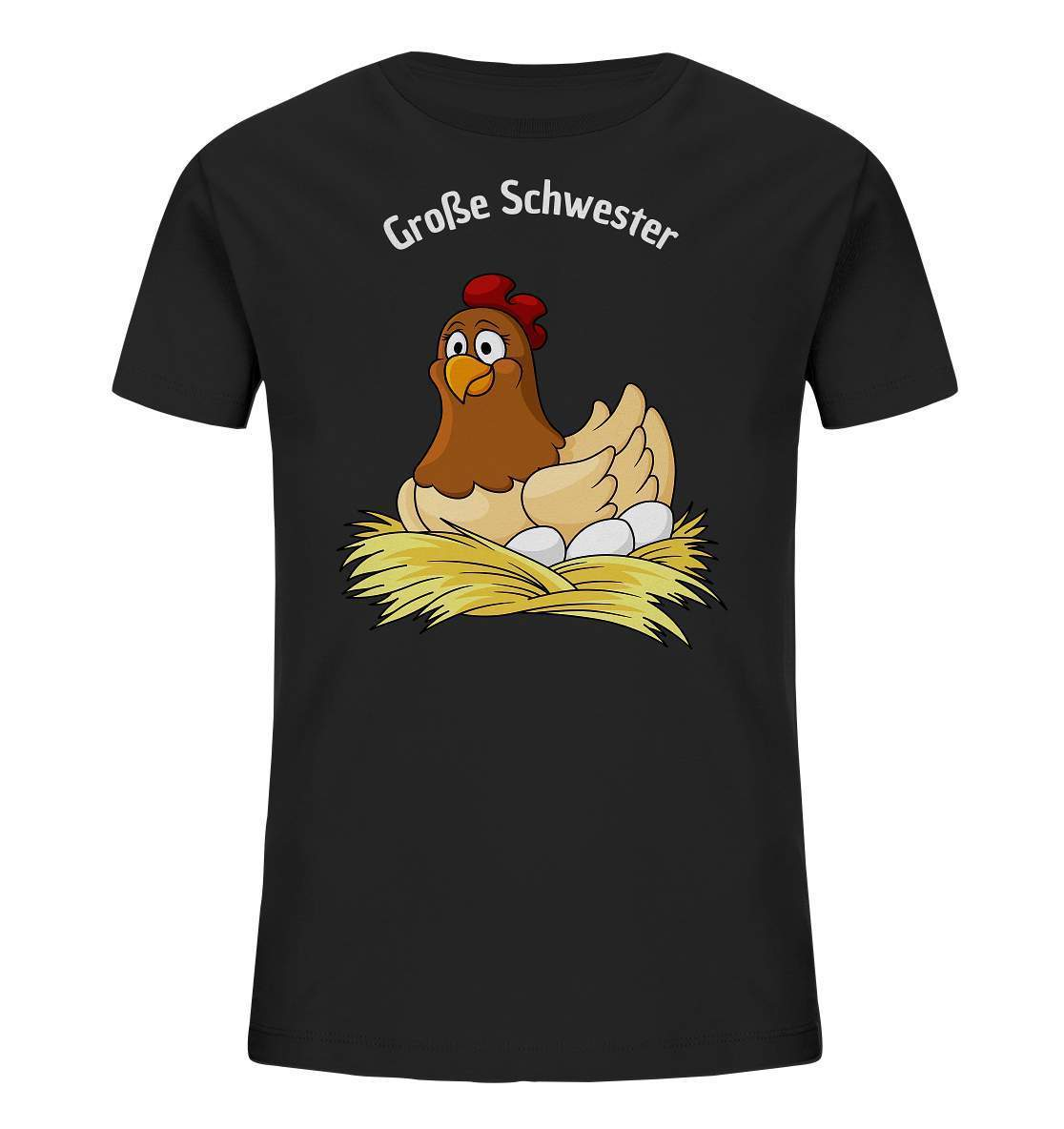 Große Schwester Hühnerliebe - Kinder Bio T-Shirt-geflügelbauer,geflügelverein,geschenk,geschenkidee,geschwister,geschwister outfit,geschwisterliebe,geschwisteroutfit,Glucke,große schwester,hahn,henne,hobbyzucht,hobbyzüchter,huhn,hunh,hähnchen,hähne,hühnchen,hühner,hühnerfarm,hühnerstall,hühnerzüchter,landwirt,liebe,lieblingsschwester,schwester,Schwestern,Schwesternliebe,stolze schwester,tochter,verrücktes Huhn