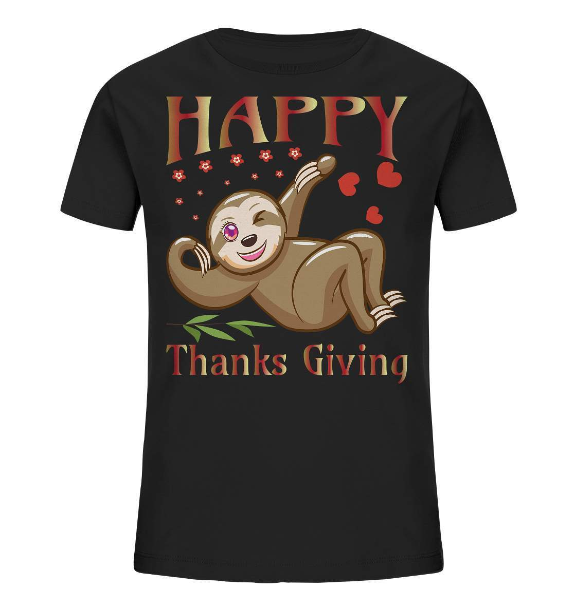 Sloth Happy Thanks Giving - Kids Organic Shirt-3 finger faultier,4 Donnerstag November,dankbarkeit,das erste thanksgiving,faultier,friendsgiving,happy Thanks giving,hilfe,riesenfaultier,thanks giving,thanks giving tag,thanks giving ursprung,thanksgiving truthan