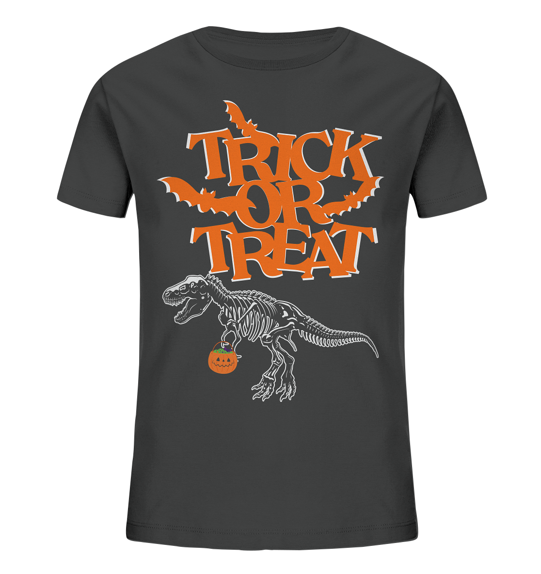 Halloween Shirt Trick or Treat Dino, Herbst T-Shirt, Dinosaurier Shirt, Halloween Outfit, Halloween Kostüm - Kids Organic Shirt