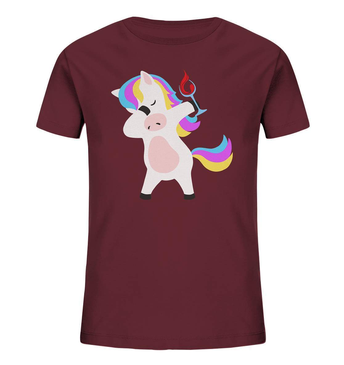 Dabbing Einhorn mit Weinglas - Kids Organic Shirt-beliebtes Einhorn shirt,bunt,champangner,cooles Einhorn,cooles outfit,DAB,dabbing,dabbing einhorn,Einhorn,einhorn eskalieren,einhorn mit weinglas,einhorn t-shirt,einhornliebe,fabel,JGA Outfit,märchen,Partyzeit,schnaps,süßes Einhorn,wein,Weinglas,weinliebe